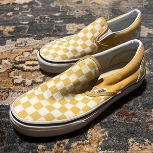 Vans slip on checkerboard yellow and white sneaker women’s size 6.5 US